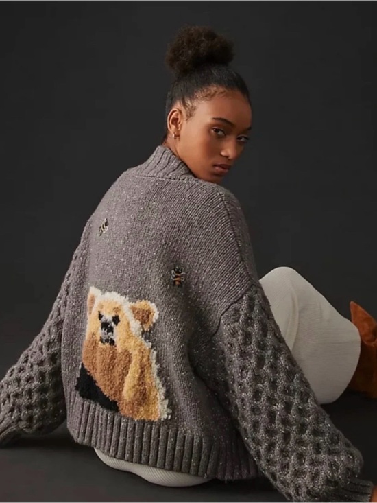 Pilcro Sweaters - Pilcro Anthropologie Honey Bear Cardigan Sweater Cozy Grey Knit Sz: S